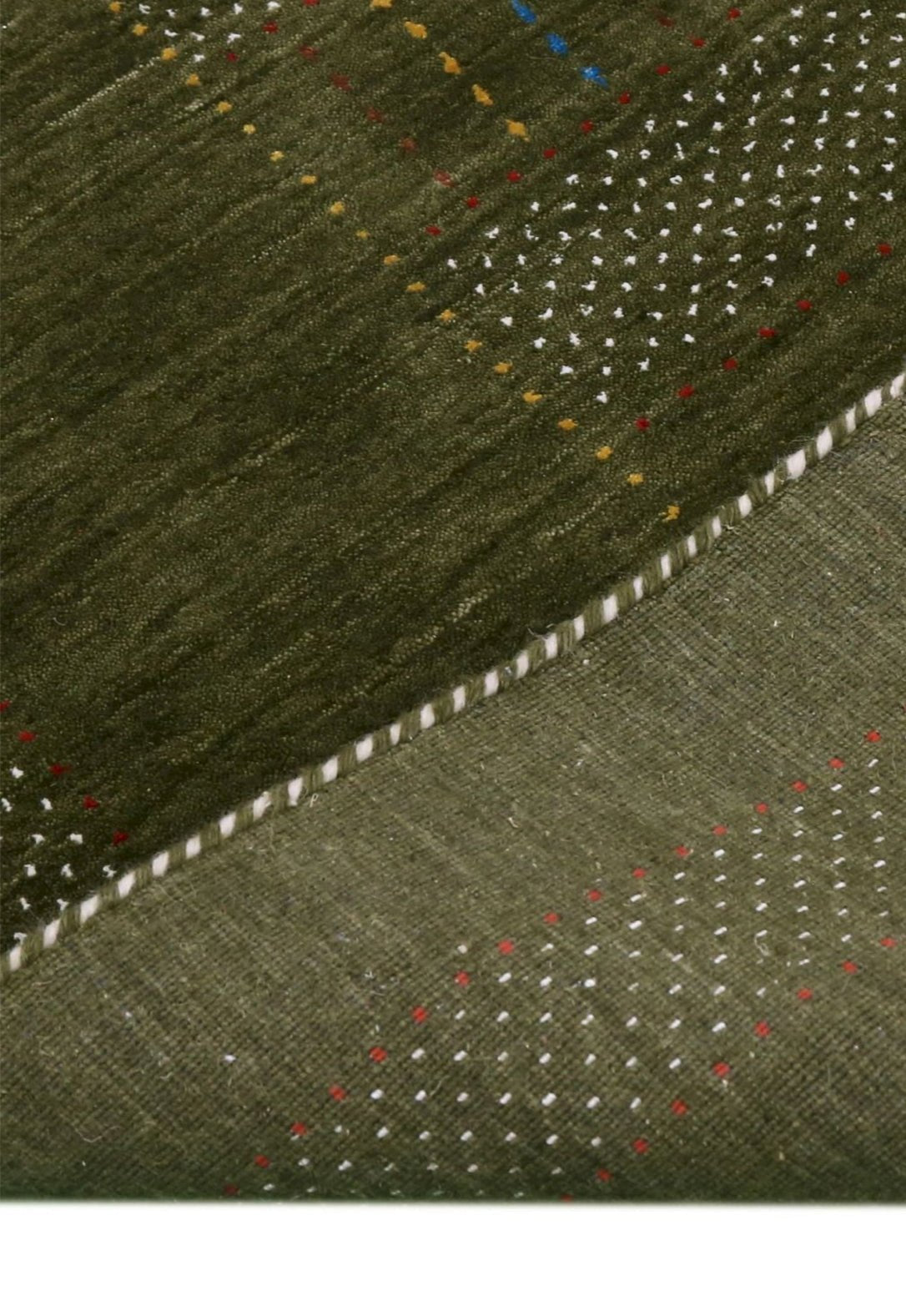 Gabbeh Design Hand Loomed Green Wool Area Rug