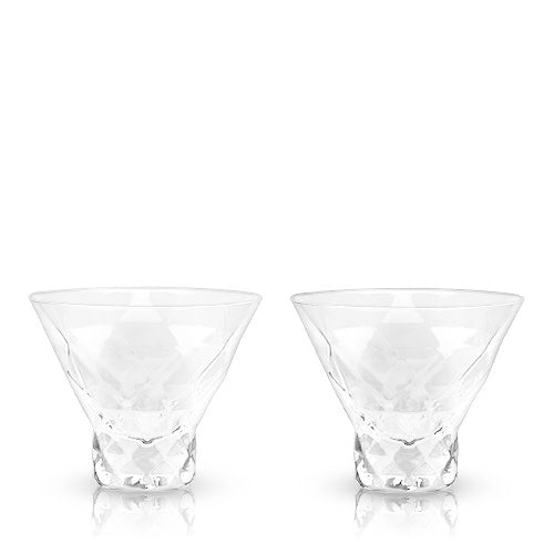 Gem Crystal Martini Glasses Set of 2-product_type::stemless_cocktail_glasses-Parc Decor