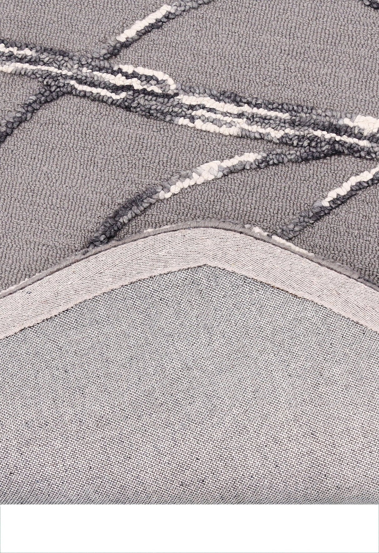 Gem Curved Stripes Gray Hand Tufted 5x5 Wool Area Rug