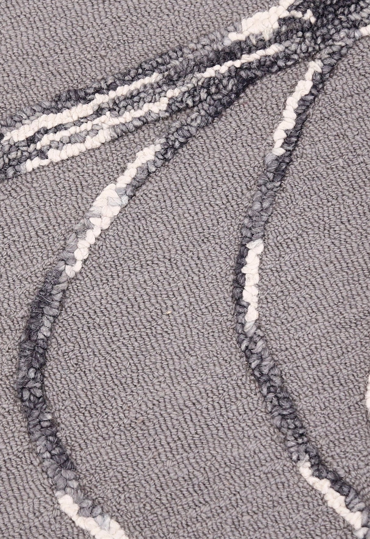 Gem Curved Stripes Gray Hand Tufted 5x5 Wool Area Rug