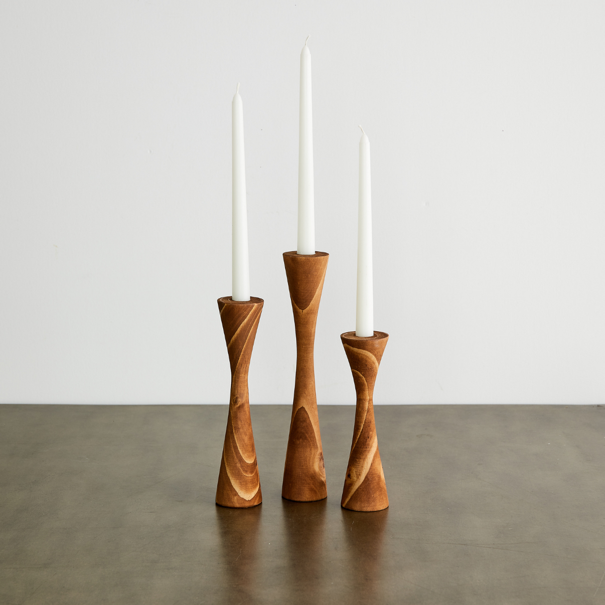 Geo Tapered Wooden Candlestick Holder-Décor-Parc Decor