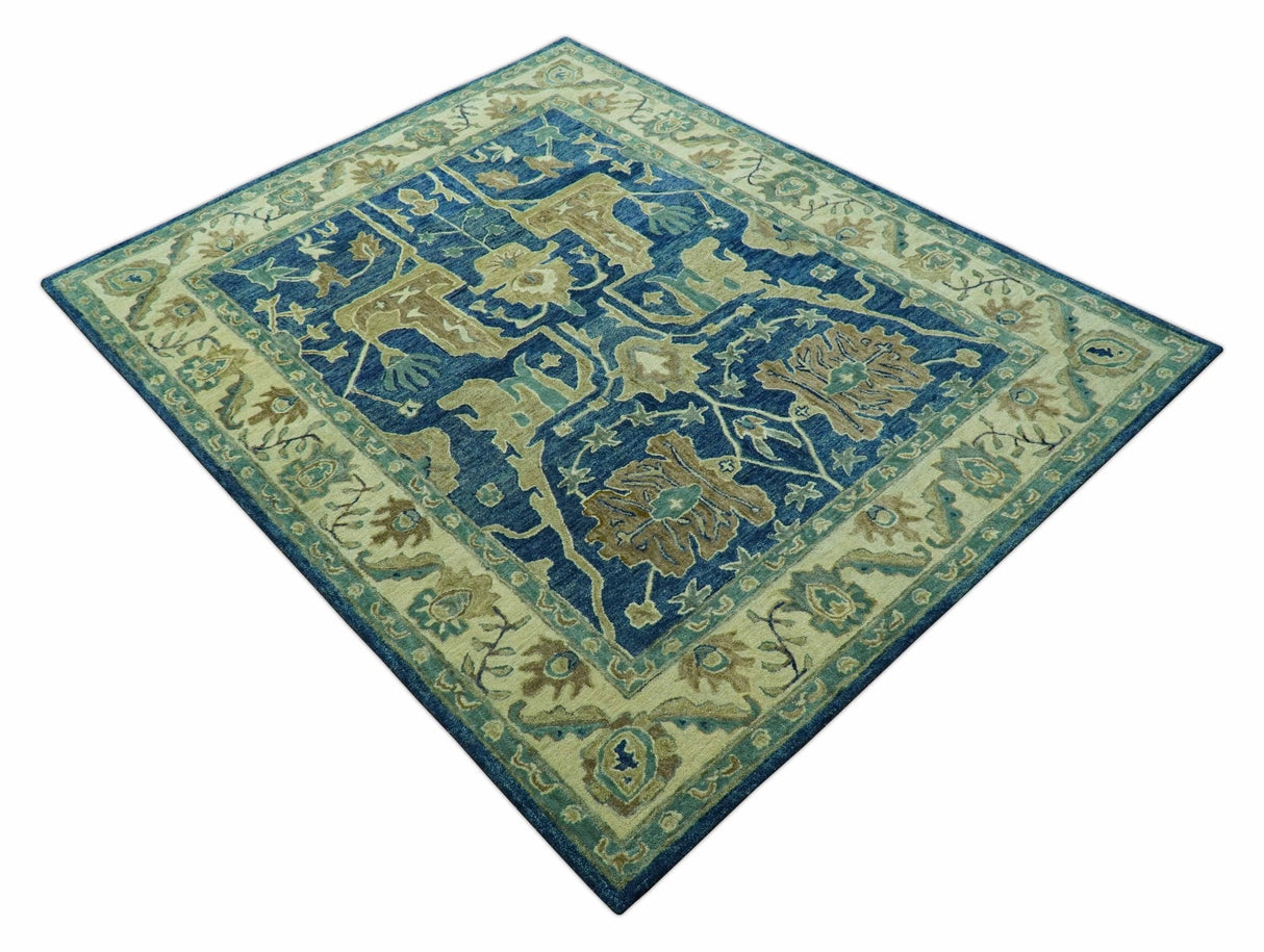 Georgia Custom Made Traditional Blue And Beige Hand Tufted Wool Rug