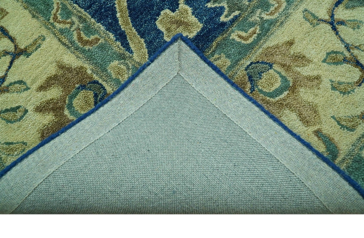 Georgia Custom Made Traditional Blue And Beige Hand Tufted Wool Rug