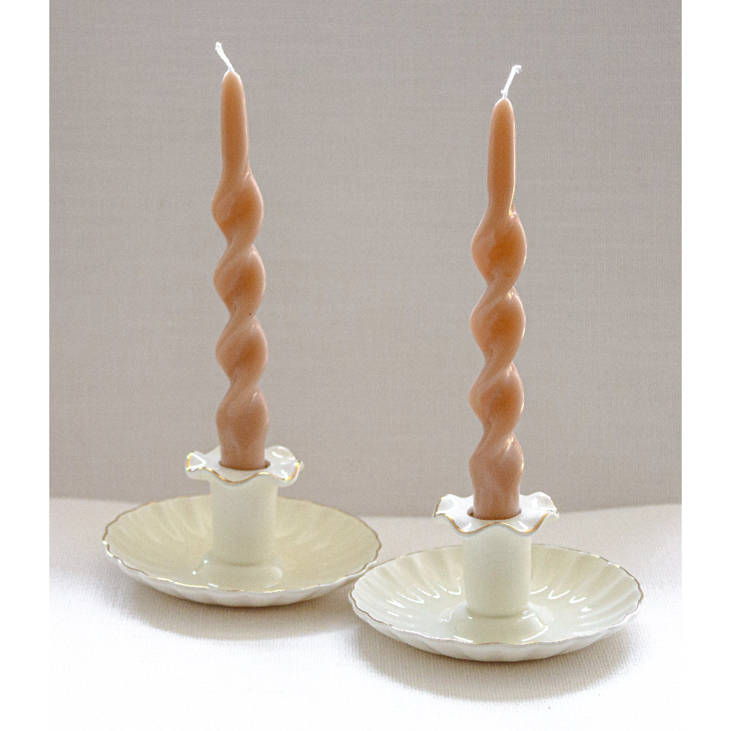 Gilded Cream Ceramic Candle Holders – Case of 12