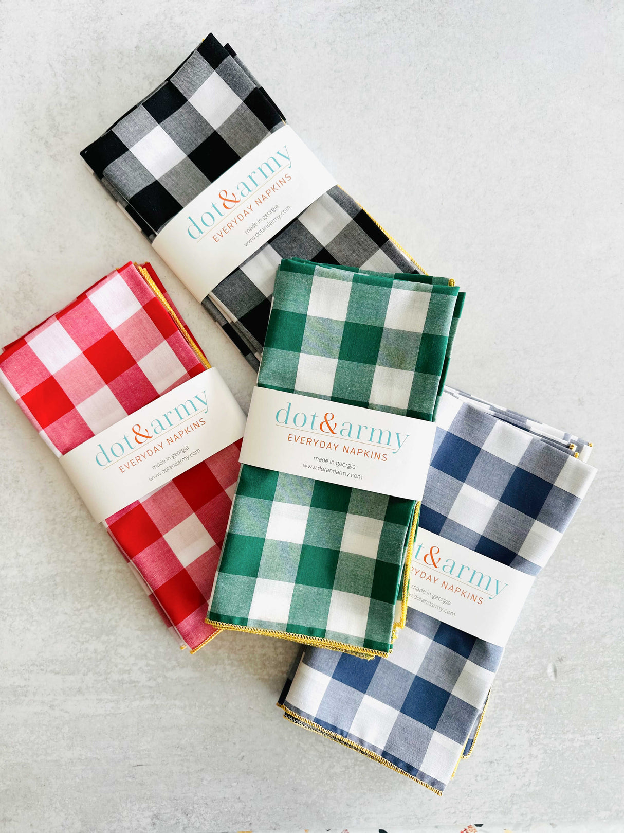 Gingham Check Cloth Napkins, set of four-Cloth Napkins-Parc Decor