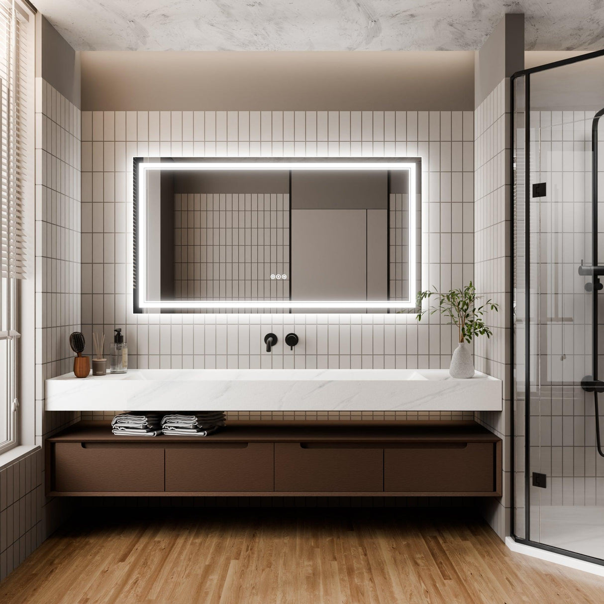 GlareGuard Anti-Fog Bathroom Dimmable Led Mirror Backlit Illuminated Mirror Touch Switch-镜子-Parc Decor