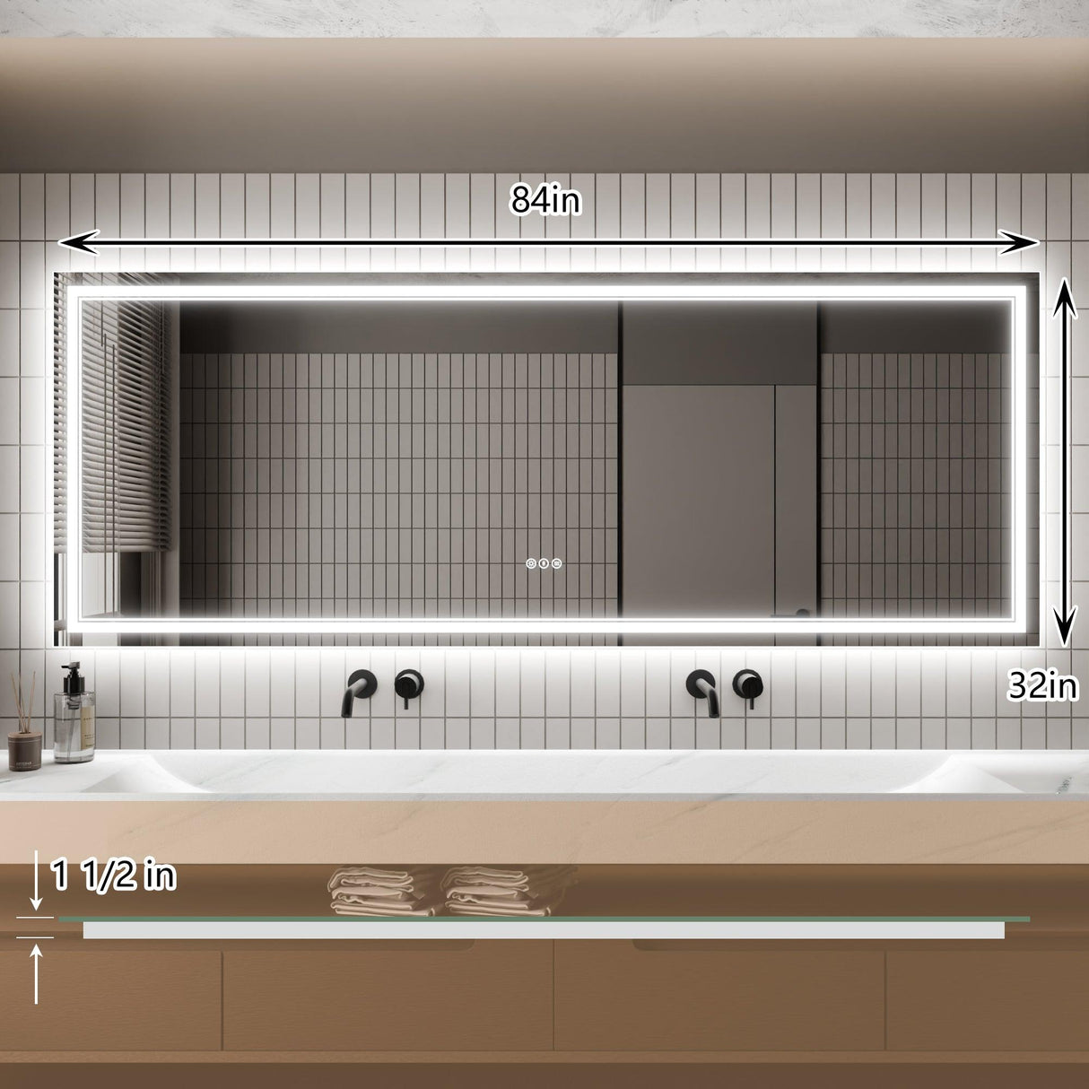 GlareGuard Anti-Fog Bathroom Dimmable Led Mirror Backlit Illuminated Mirror Touch Switch-镜子-Parc Decor