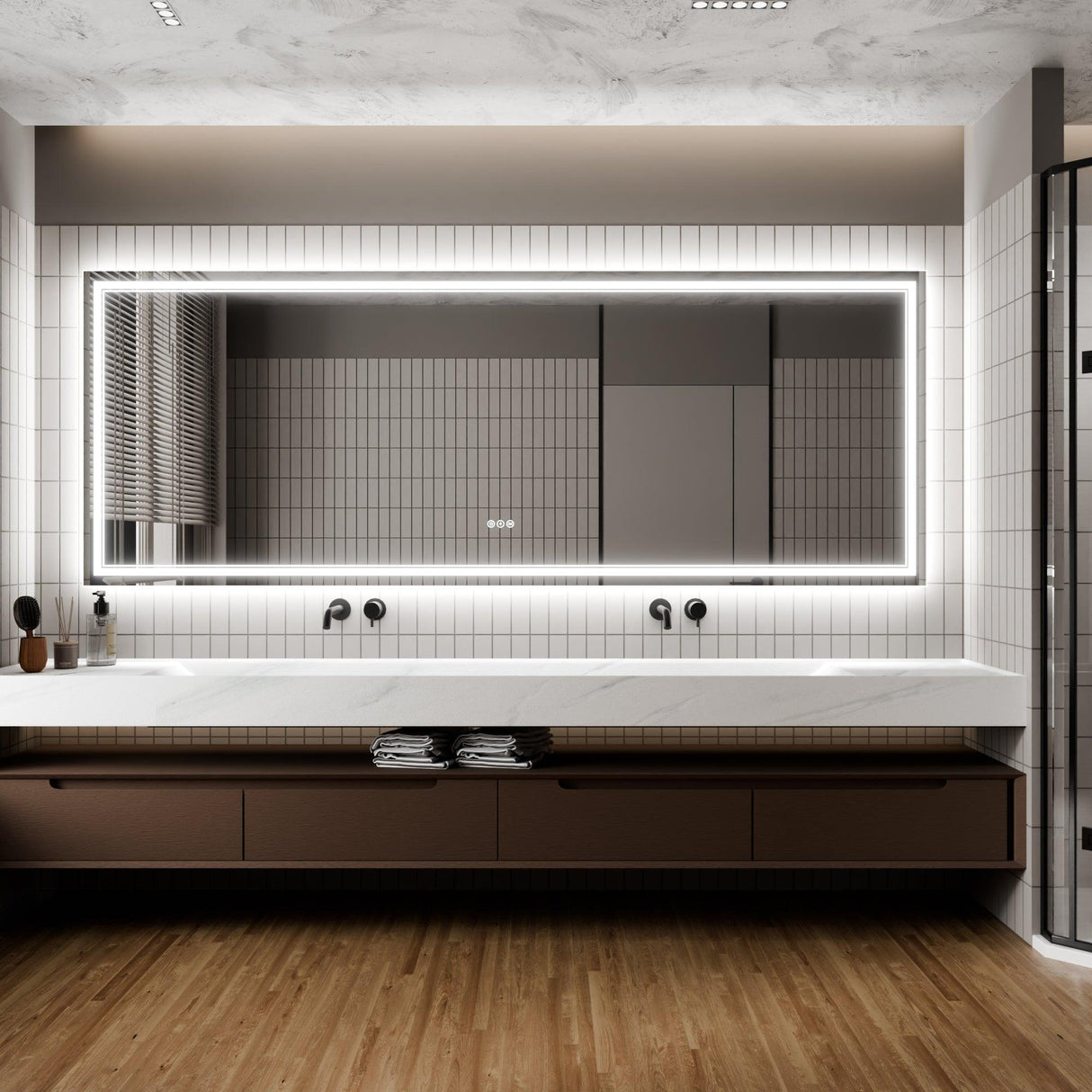 GlareGuard Anti-Fog Bathroom Dimmable Led Mirror Backlit Illuminated Mirror Touch Switch-镜子-Parc Decor