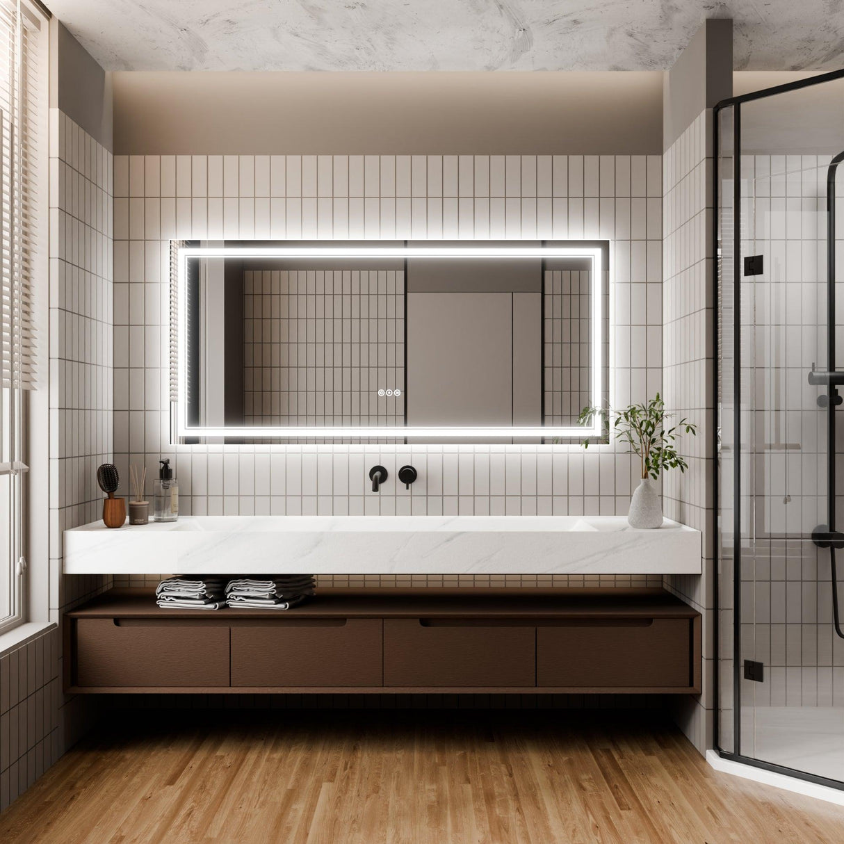 GlareGuard Anti-Fog Bathroom Dimmable Led Mirror Backlit Illuminated Mirror Touch Switch-镜子-Parc Decor