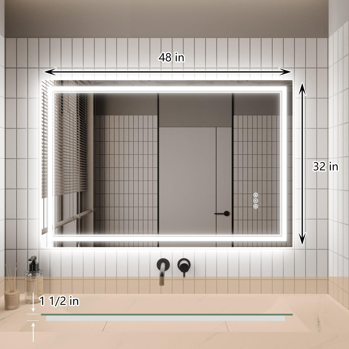 GlareGuard Anti-Fog Bathroom Dimmable Led Mirror Backlit Illuminated Mirror Touch Switch-镜子-Parc Decor