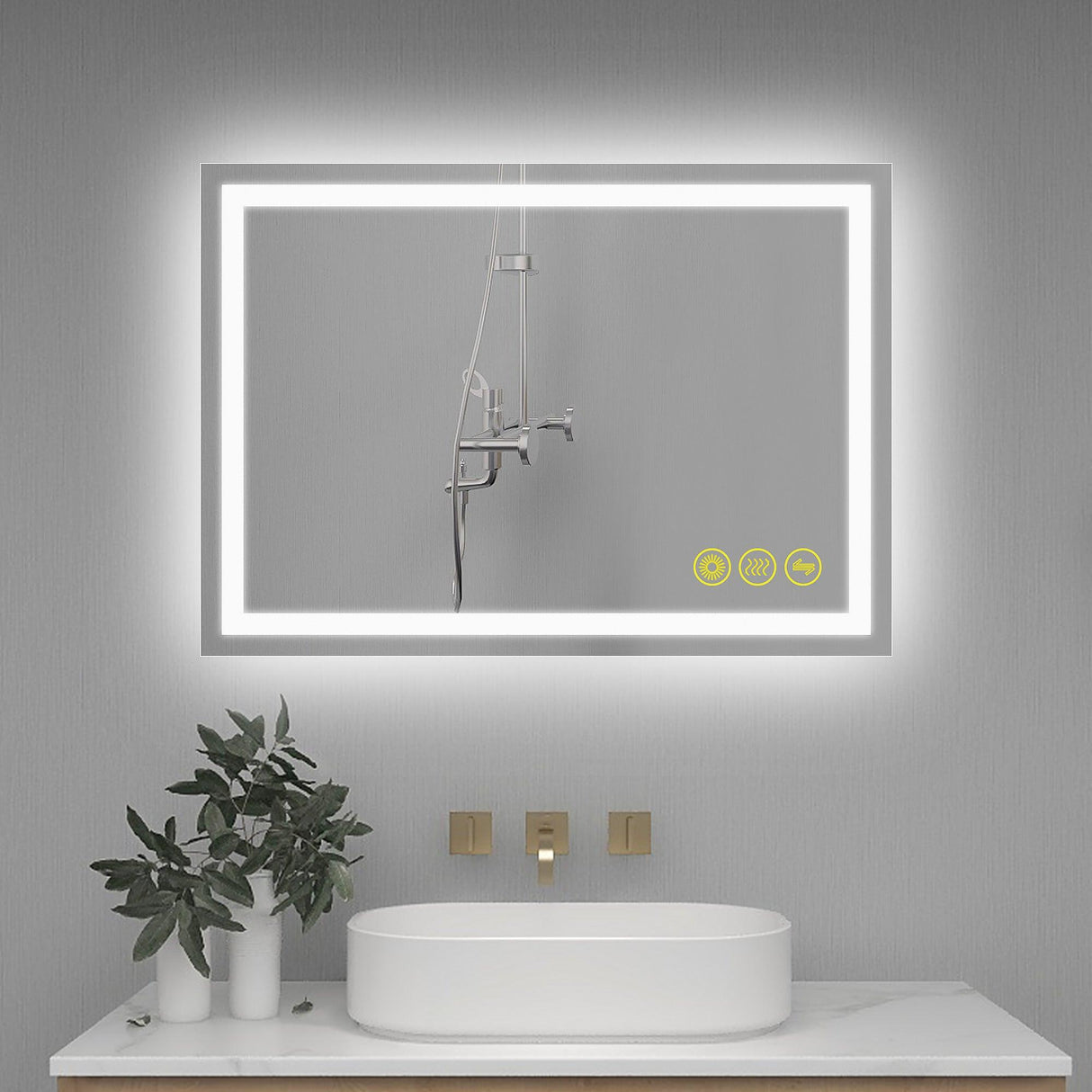 GlareGuard Anti-Fog Bathroom Led Mirror Backlit Illuminated Mirror Touch Switch Dimmable-镜子-Parc Decor
