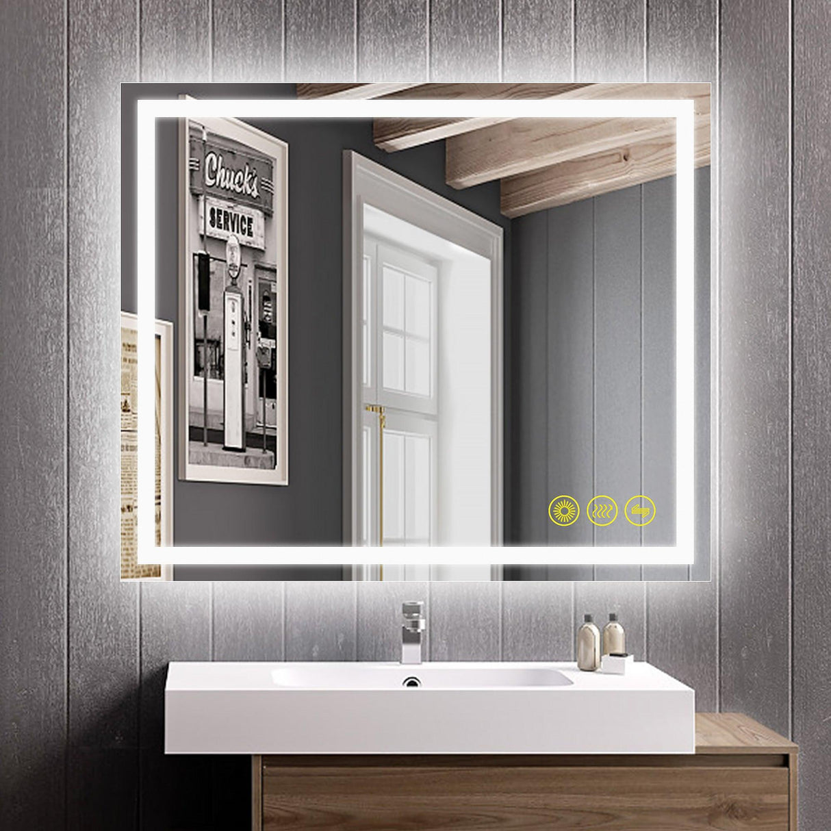 GlareGuard Anti-Fog Bathroom Led Mirror Backlit Illuminated Mirror Touch Switch Dimmable-镜子-Parc Decor