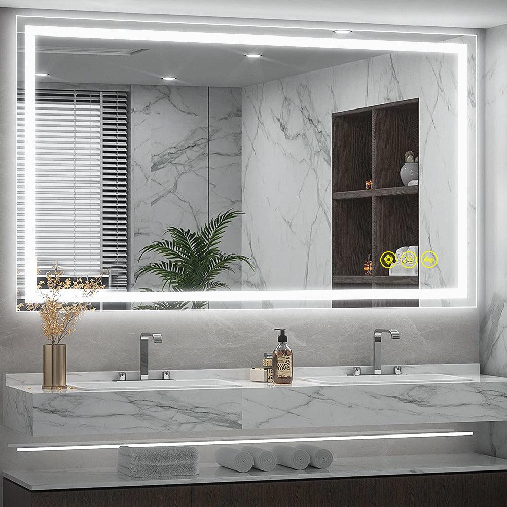 GlareGuard Rectangular Anti-Fog Dimmable Backlit LED Bathroom Vanity Mirror-镜子-Parc Decor