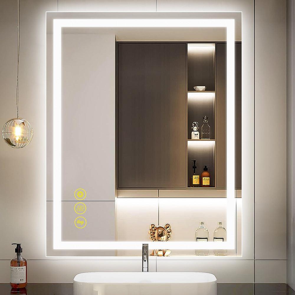 GlareGuard Rectangular Anti-Fog Dimmable Backlit LED Bathroom Vanity Mirror-镜子-Parc Decor