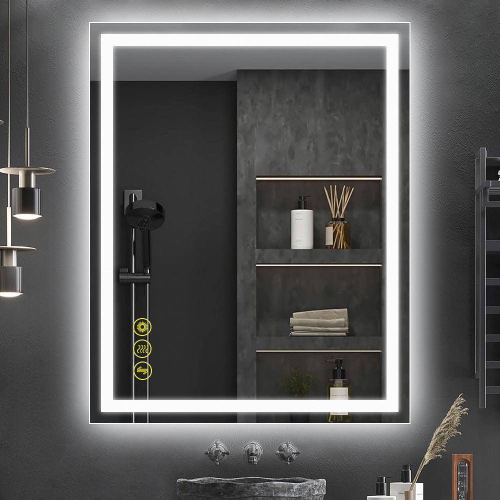 GlareGuard Rectangular Anti-Fog Dimmable Backlit LED Bathroom Vanity Mirror-镜子-Parc Decor