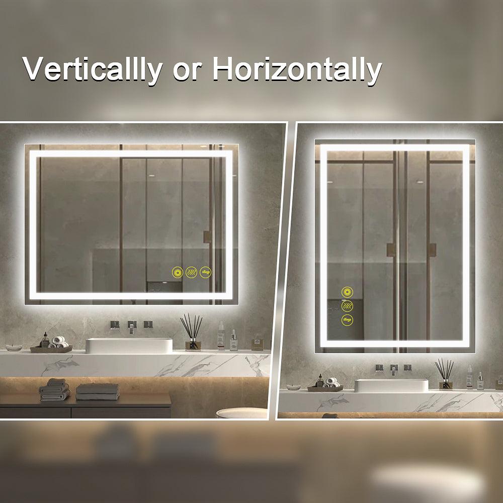 GlareGuard Rectangular Anti-Fog Dimmable Backlit LED Bathroom Vanity Mirror-镜子-Parc Decor