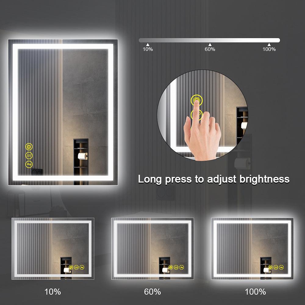 GlareGuard Rectangular Anti-Fog Dimmable Backlit LED Bathroom Vanity Mirror-镜子-Parc Decor