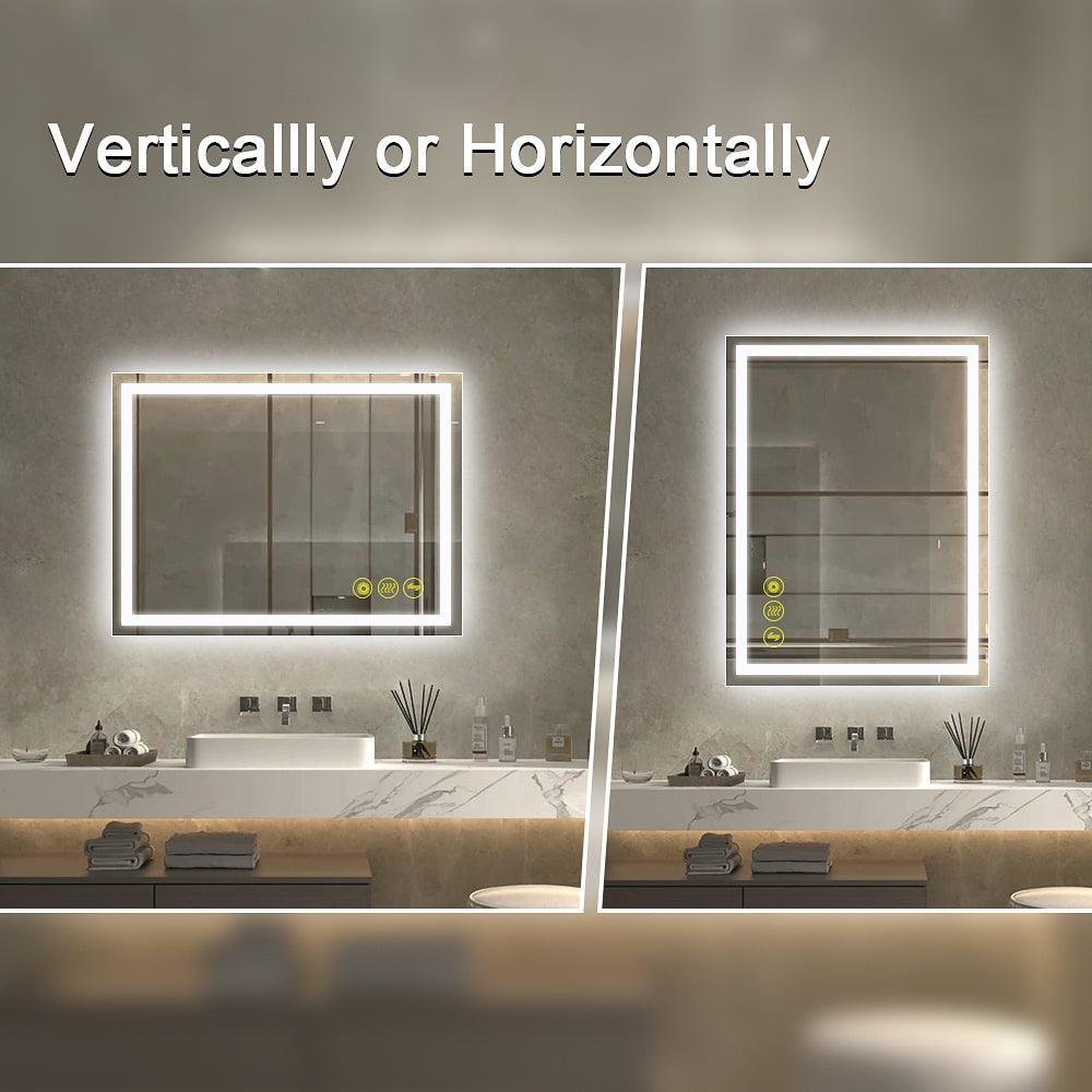 GlareGuard Rectangular Anti-Fog Dimmable Backlit LED Bathroom Vanity Mirror-镜子-Parc Decor
