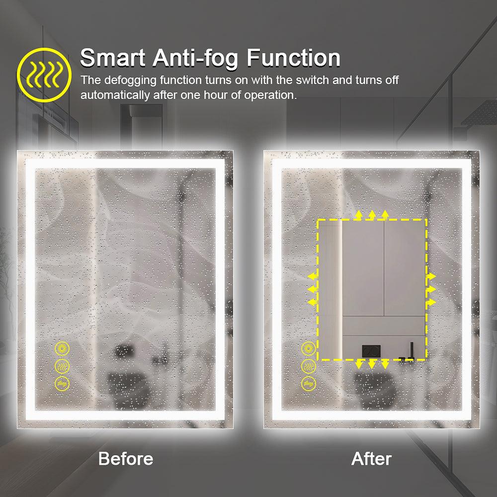 GlareGuard Rectangular Anti-Fog Dimmable Backlit LED Bathroom Vanity Mirror-镜子-Parc Decor