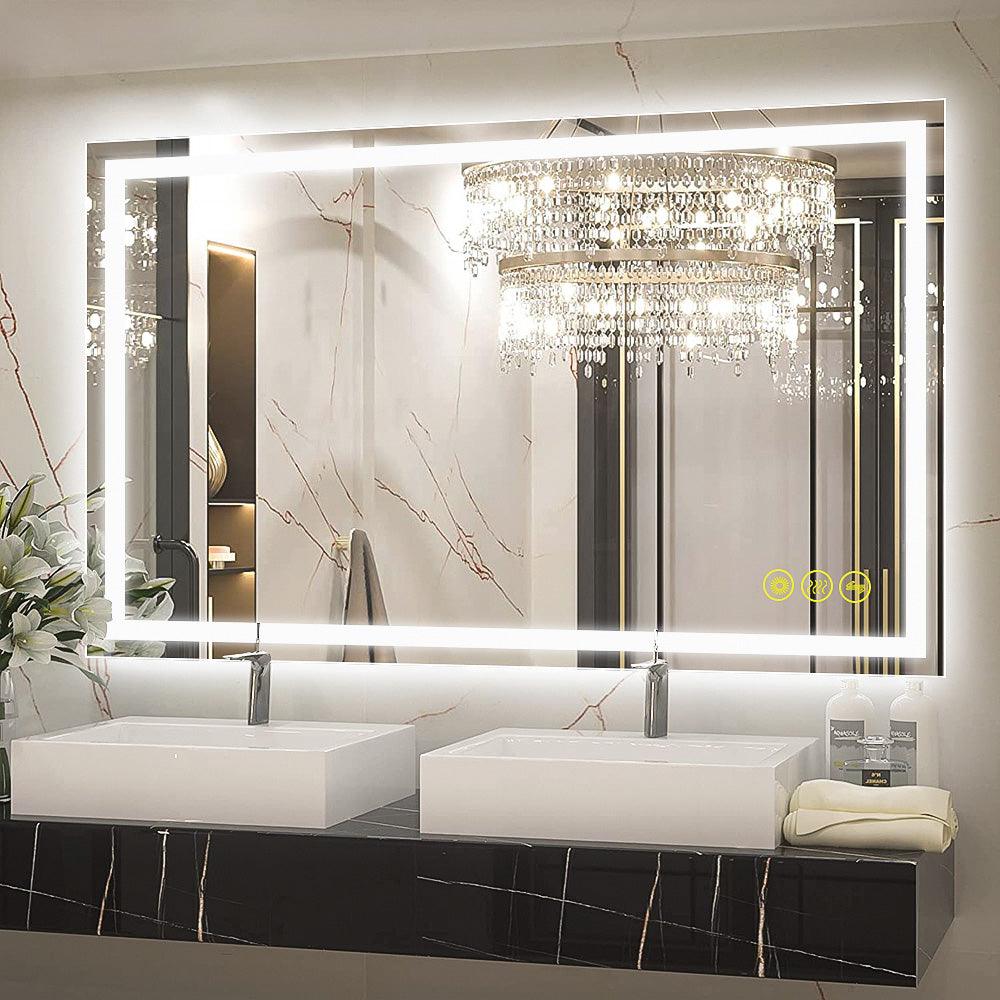 GlareGuard Rectangular Anti-Fog Dimmable Backlit LED Bathroom Vanity Mirror-镜子-Parc Decor