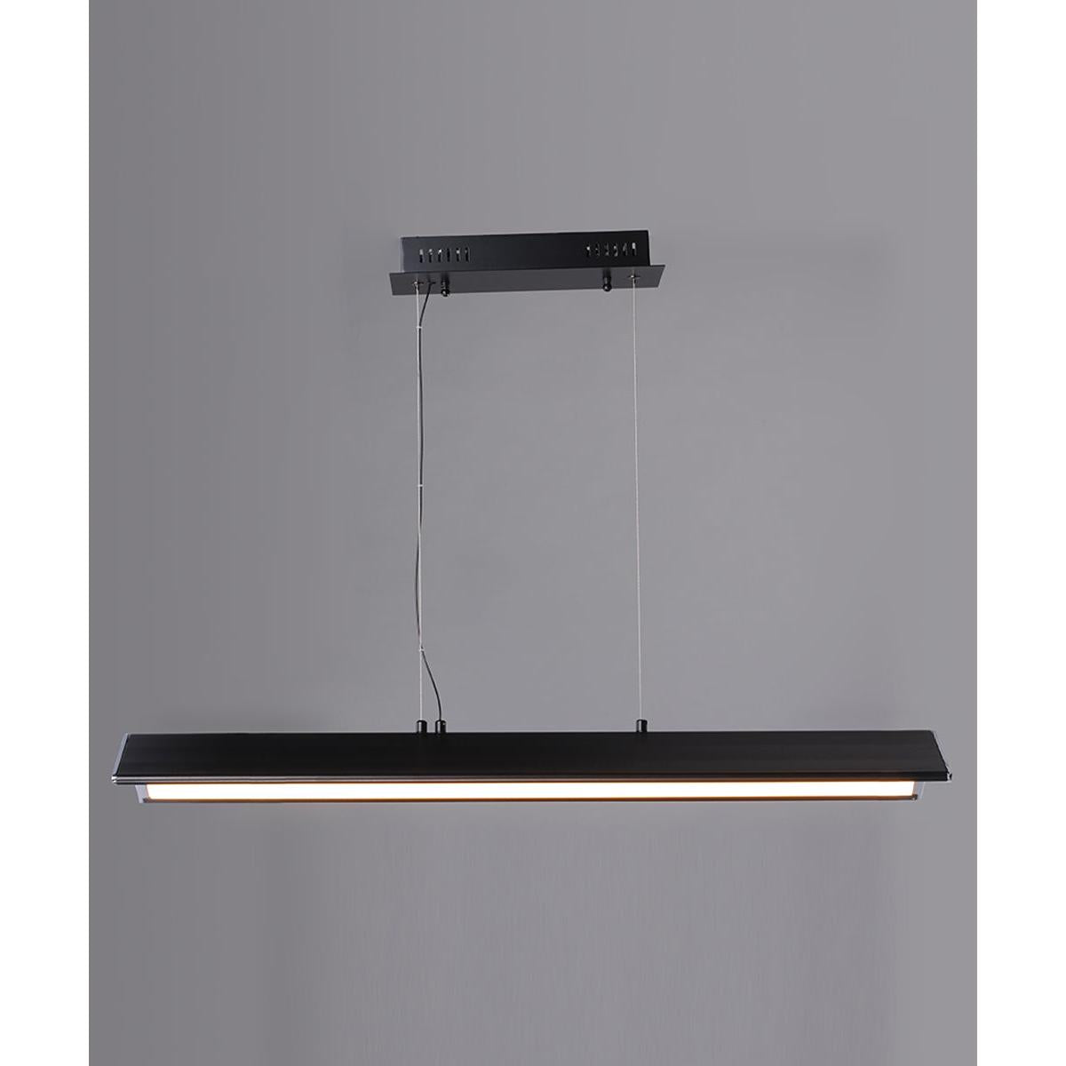 Glider 36"L 1-Light LED Island Light Light Fixture Black and Polished Chrome Finish by ET2