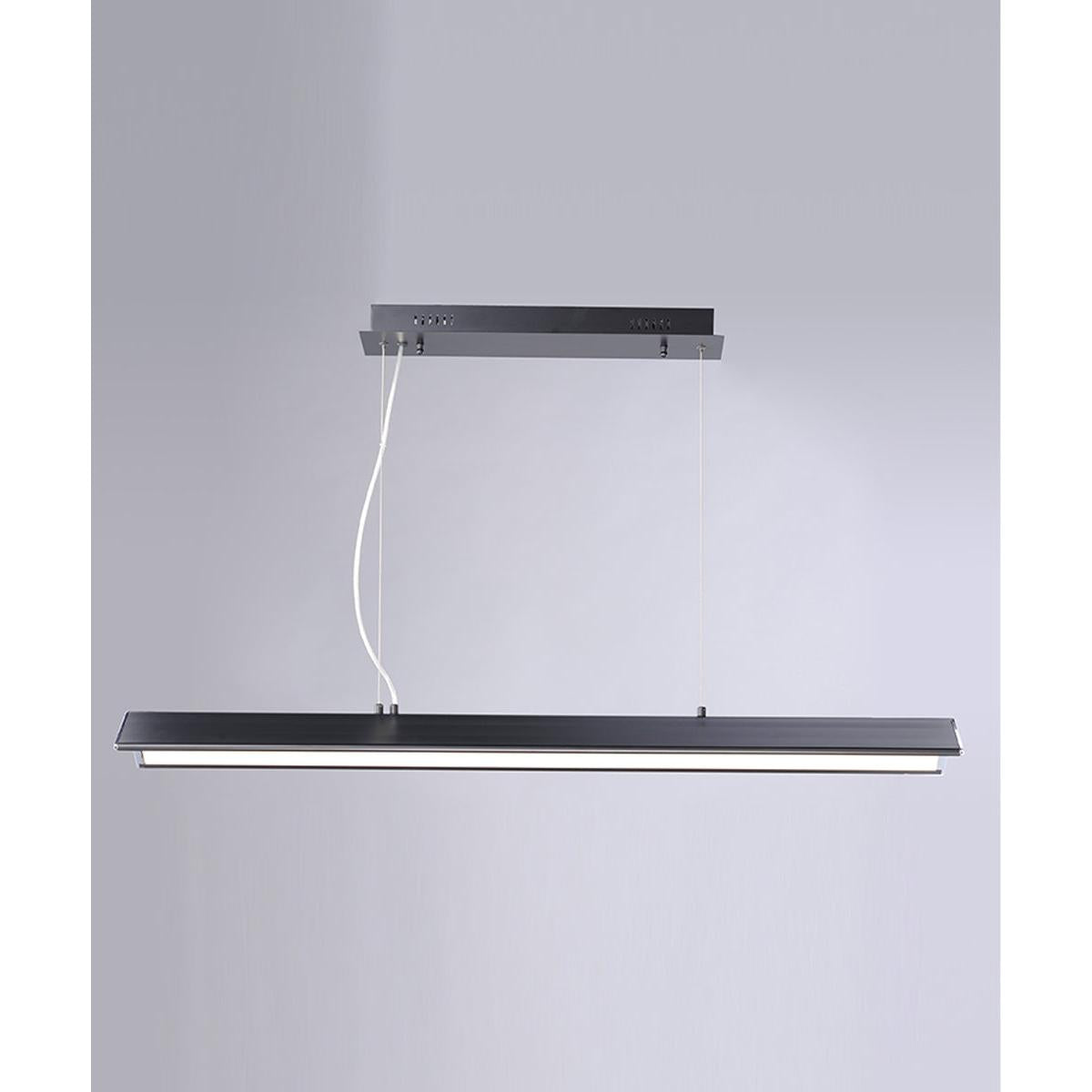 Glider 46"L 1-Light LED Island Light Light Fixture Black and Polished Chrome Finish by ET2
