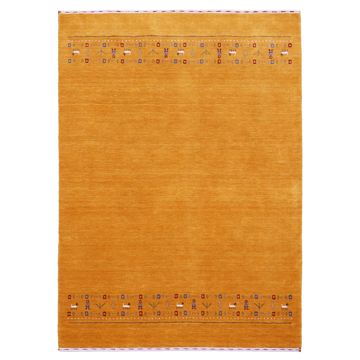 Gold And Blue Modern Design Hand Loomed Wool Area Rug