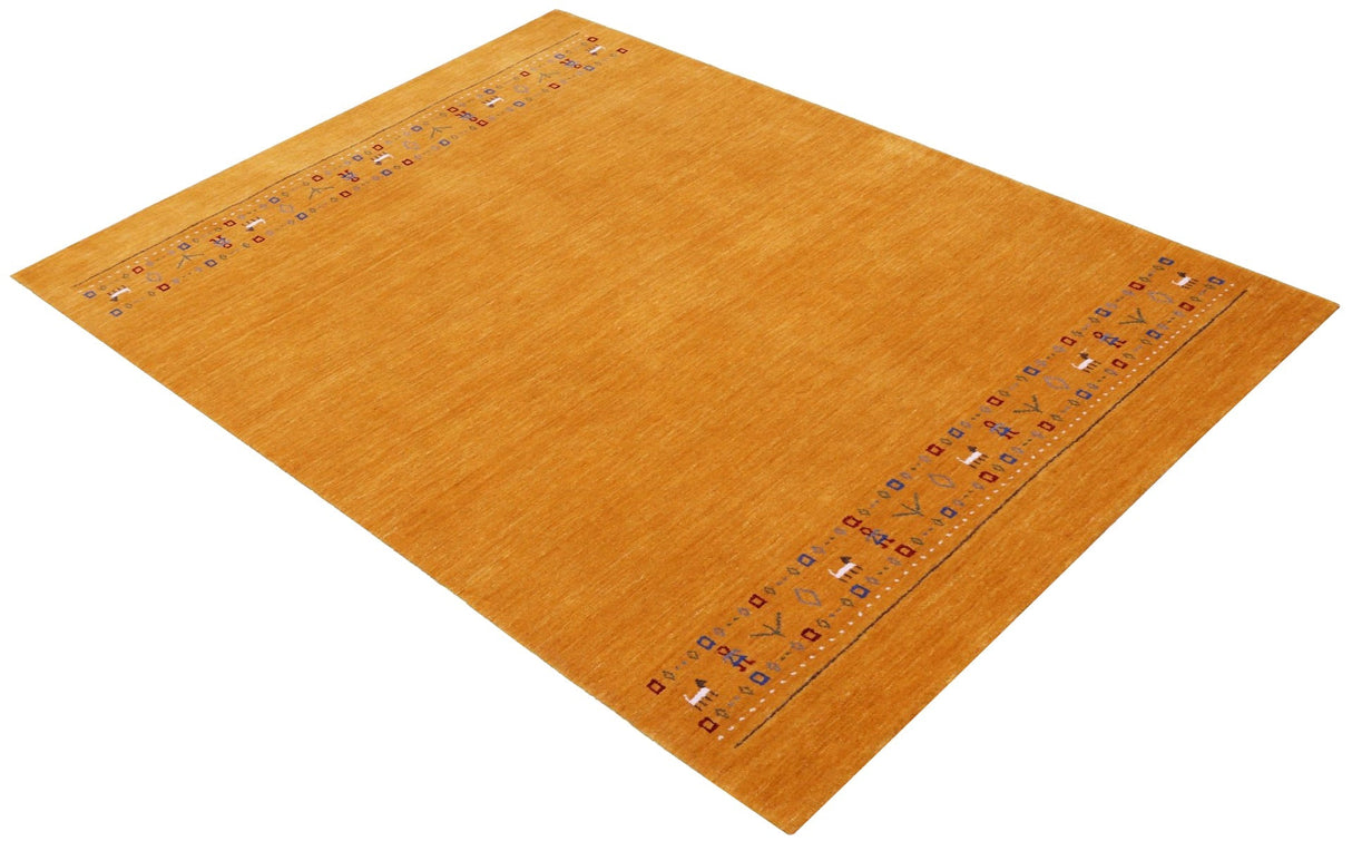 Gold And Blue Modern Design Hand Loomed Wool Area Rug