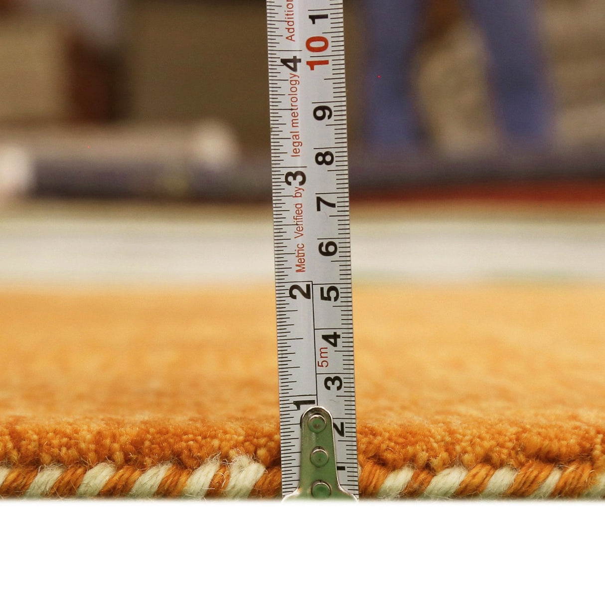 Gold And Blue Modern Design Hand Loomed Wool Area Rug