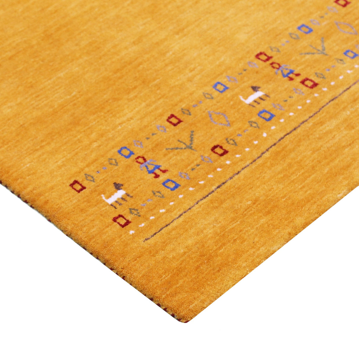 Gold And Blue Modern Design Hand Loomed Wool Area Rug
