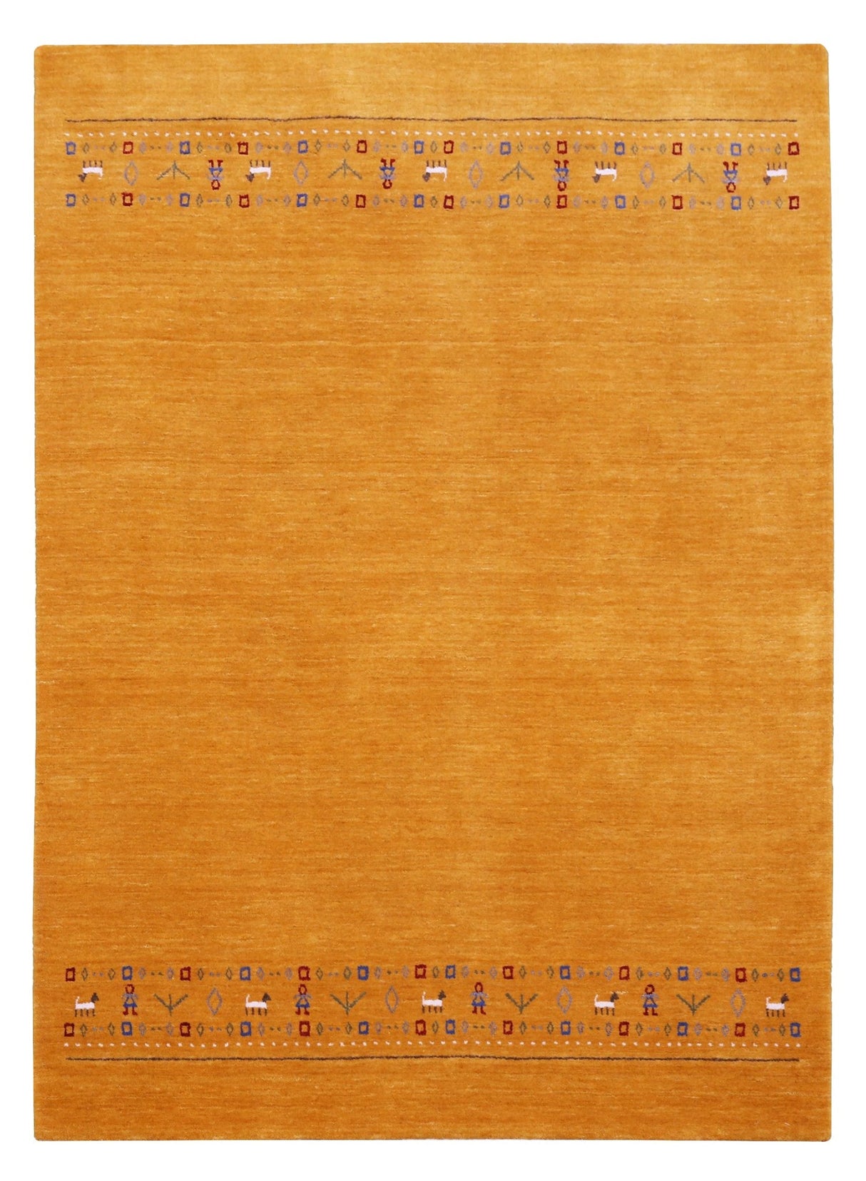 Gold And Blue Modern Design Hand Loomed Wool Area Rug
