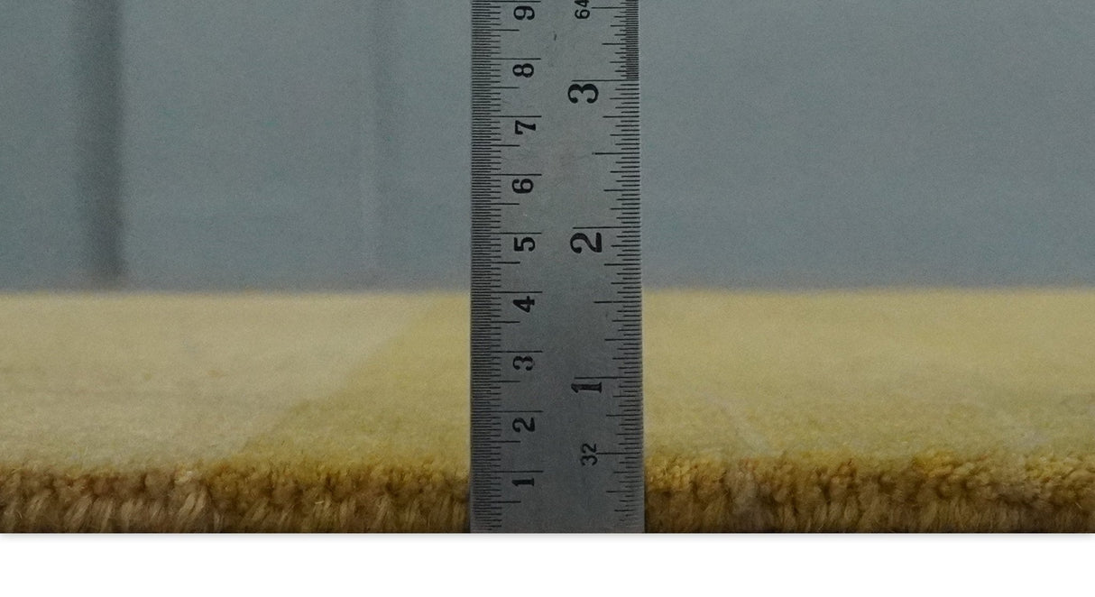 Gold and Brown Hand knotted Stripes 4x6 wool and Art Silk area Rug-Area Rug-Parc Decor