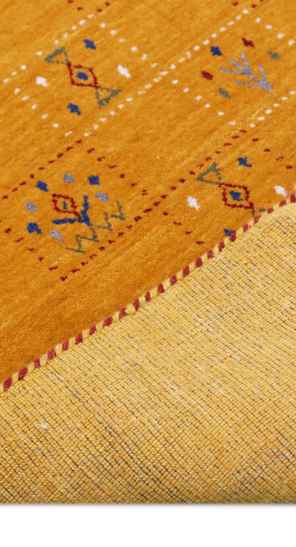 Gold Center Pattern Hand Loomed Wool Area Rug