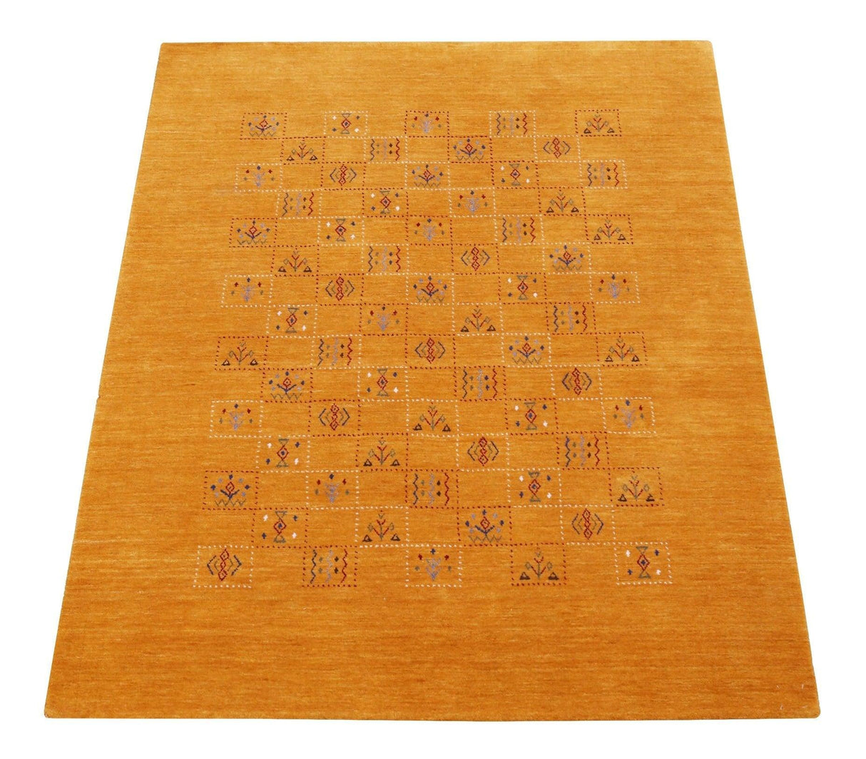 Gold Center Pattern Hand Loomed Wool Area Rug