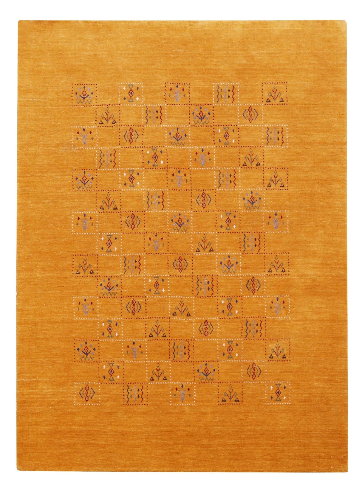 Gold Center Pattern Hand Loomed Wool Area Rug