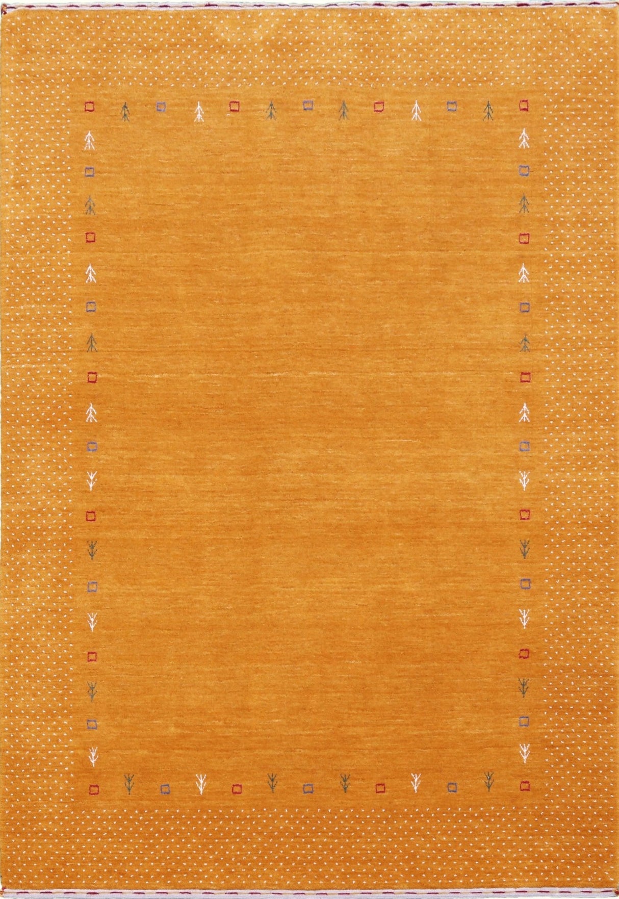 Gold Contemporary Gabbeh Border Design Hand Loomed Wool Area Rug
