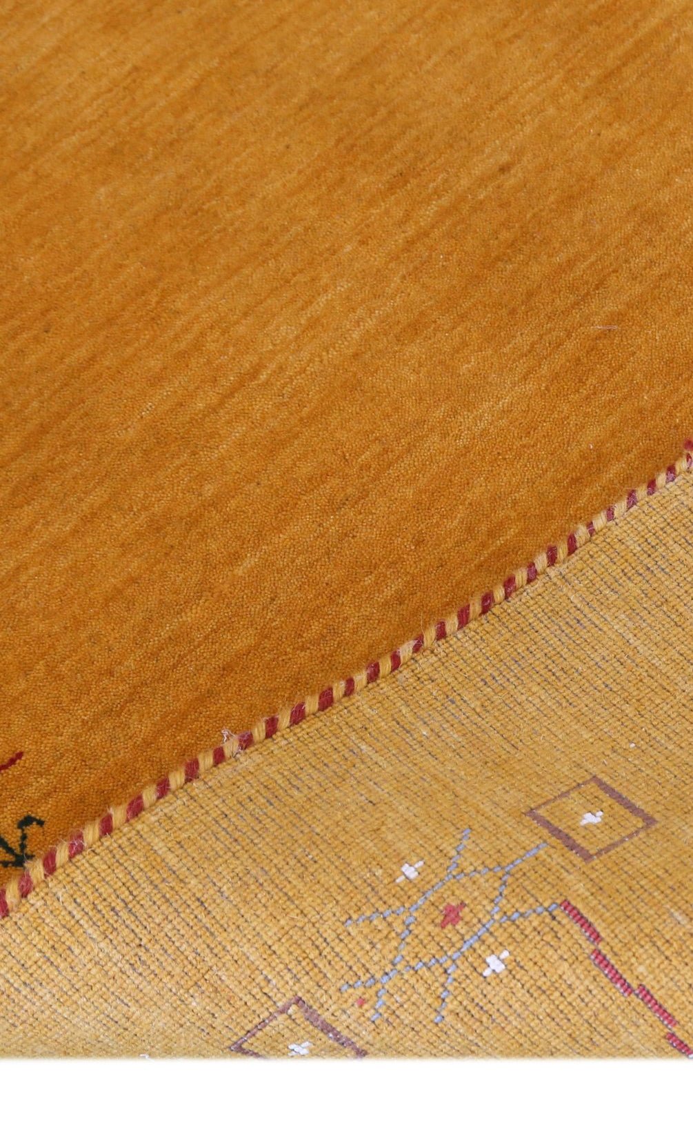 Gold Contemporary Gabbeh Border Design Hand Loomed Wool Area Rug