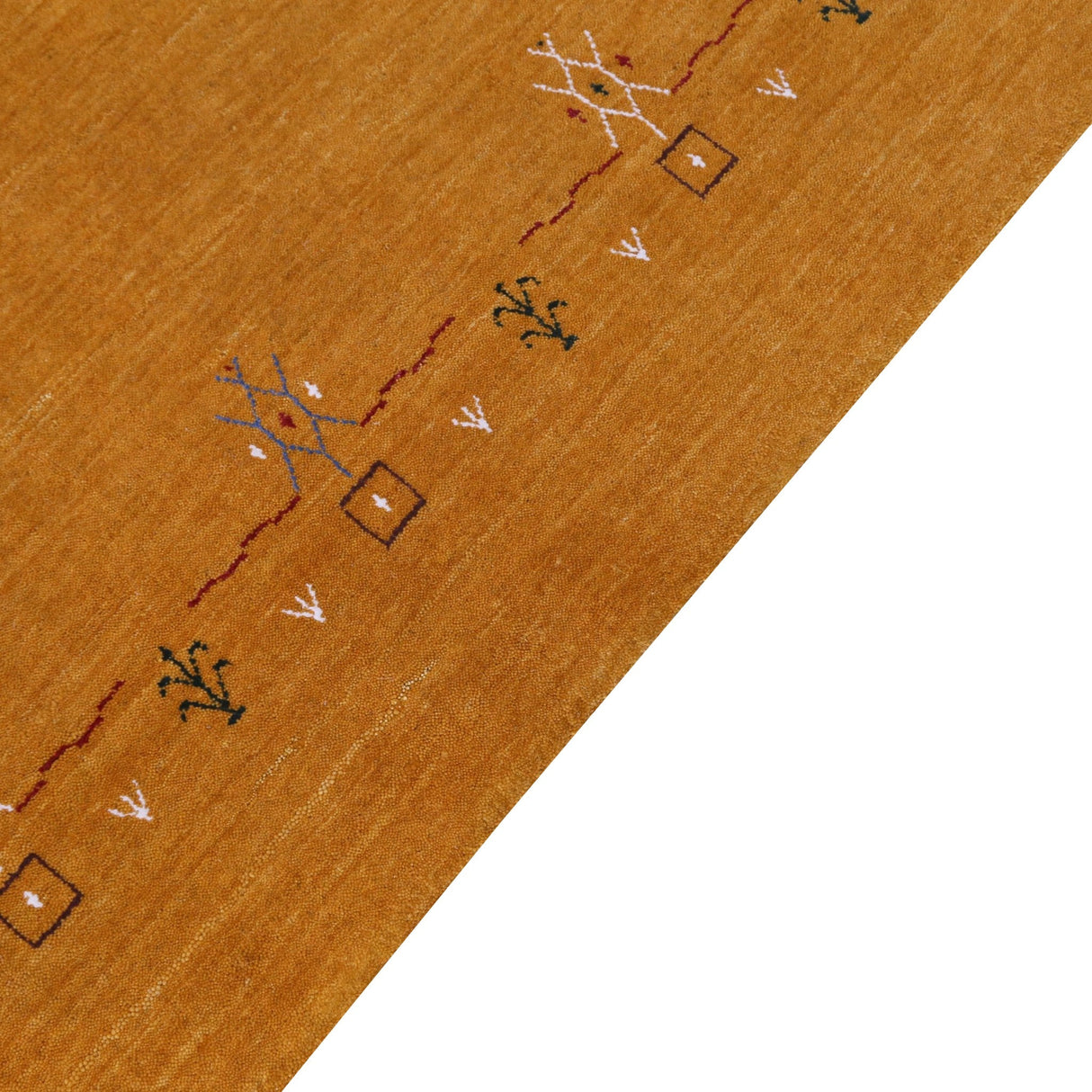 Gold Contemporary Gabbeh Border Design Hand Loomed Wool Area Rug
