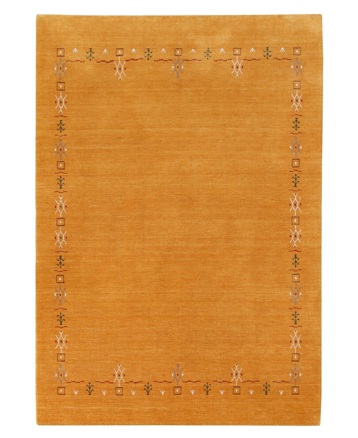 Gold Contemporary Gabbeh Border Design Hand Loomed Wool Area Rug