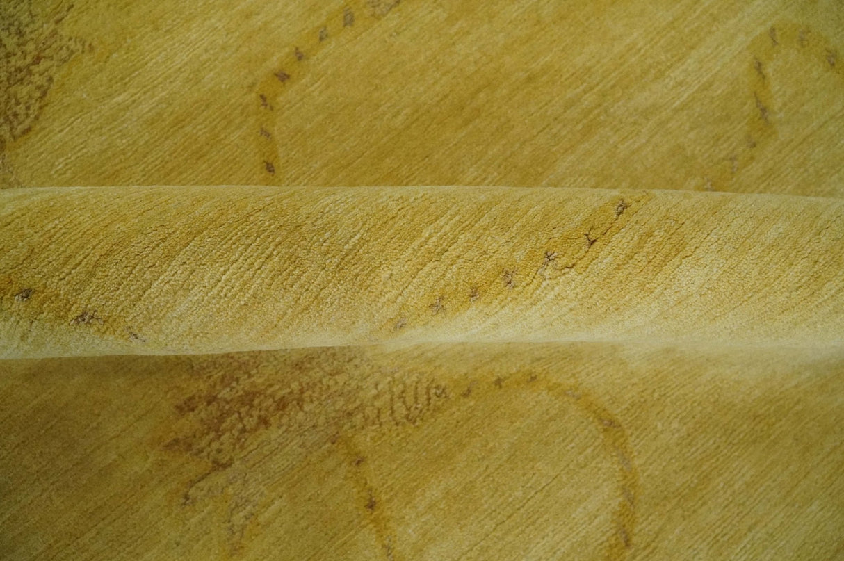 Gold Hand knotted contemporary 6x9 wool And Art Silk Area Rug-Area Rug-Parc Decor