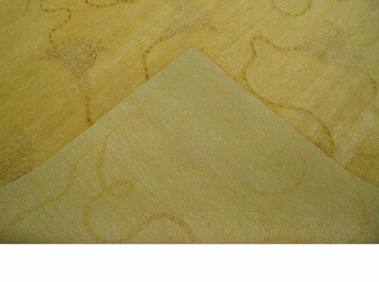 Gold Hand knotted contemporary 6x9 wool And Art Silk Area Rug-Area Rug-Parc Decor