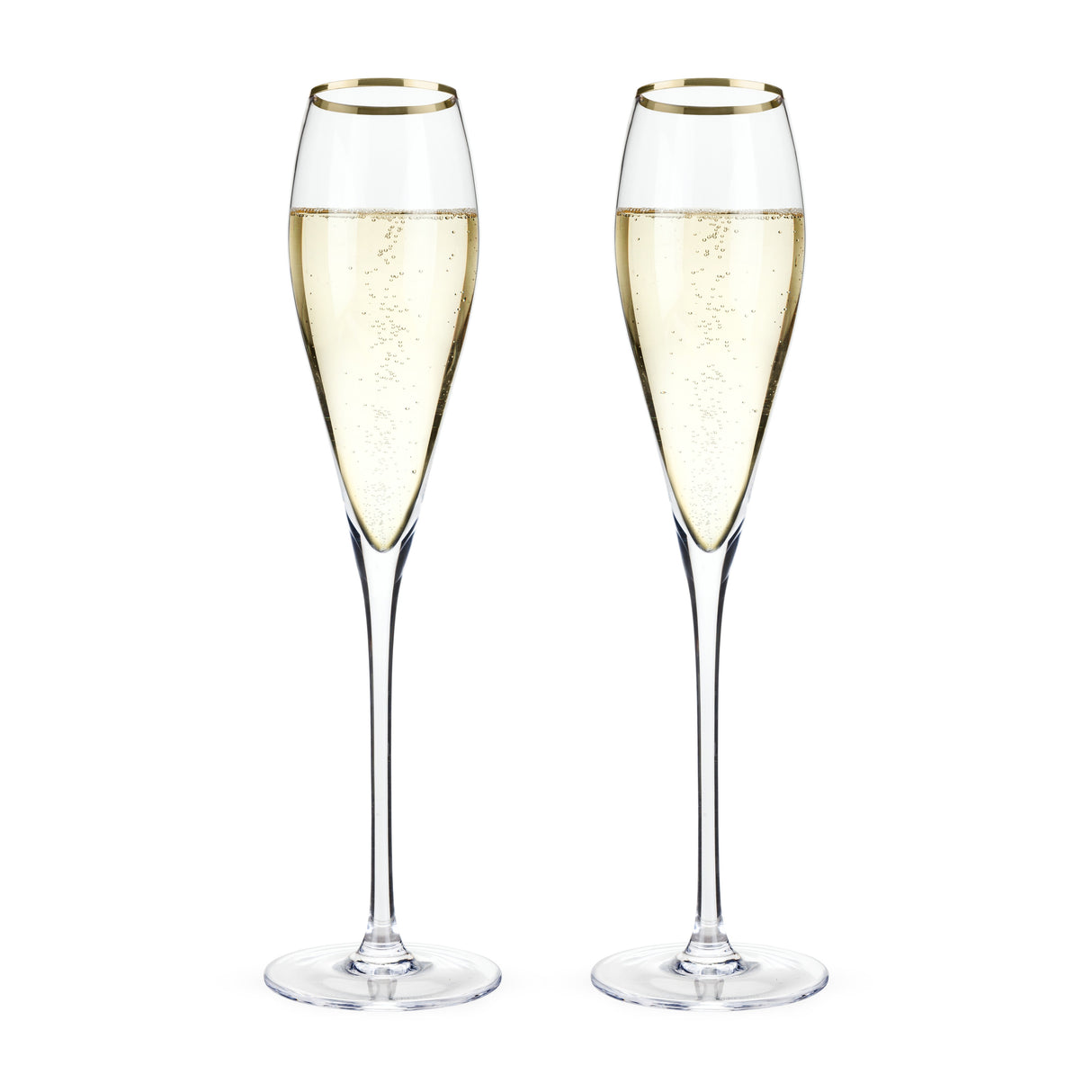 Gold-Rimmed Crystal Champagne Flutes Set of 2