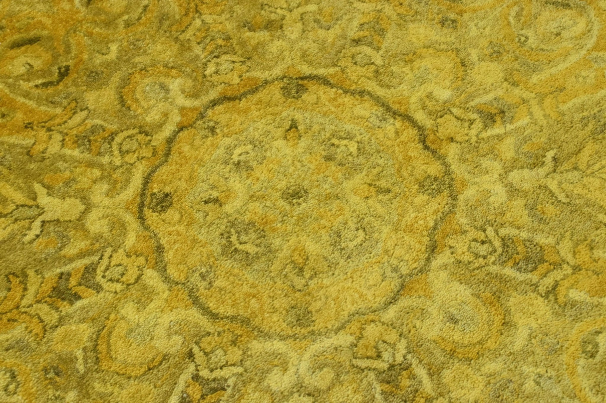 Gold Traditional Floral Design Hand Tufted Overdyed Wool Area Rug