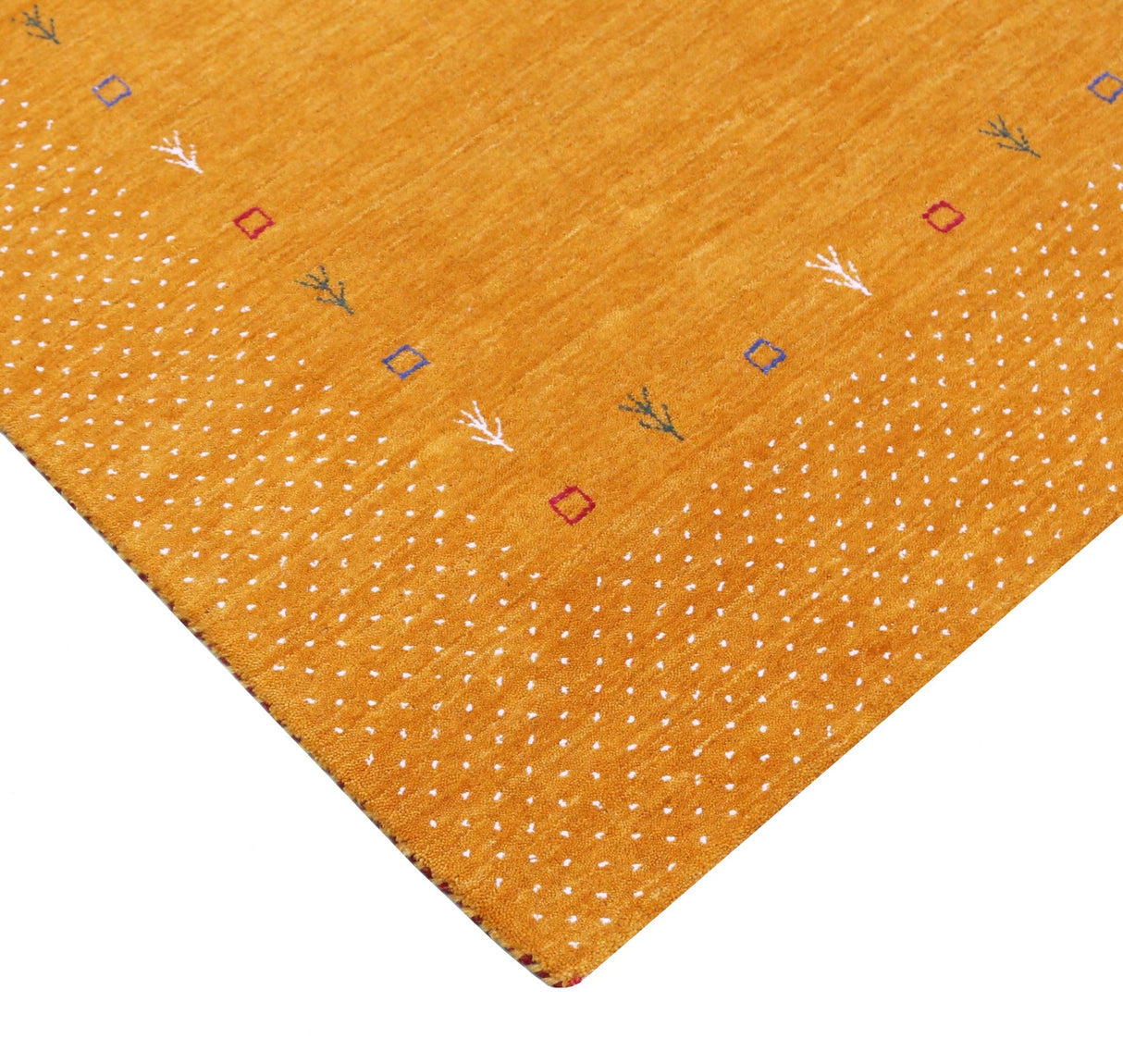 Gold Tribal Border Design Hand Loomed Wool Area Rug