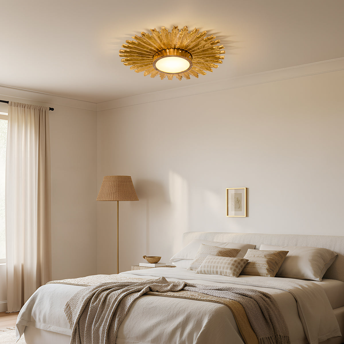 Golden Sunburst Flush Mount LED Lighting-Parc Decor