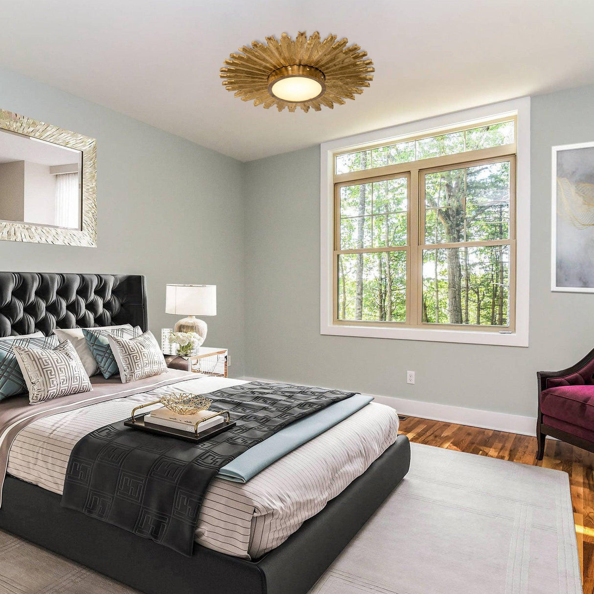 Golden Sunburst Flush Mount LED Lighting-Parc Decor