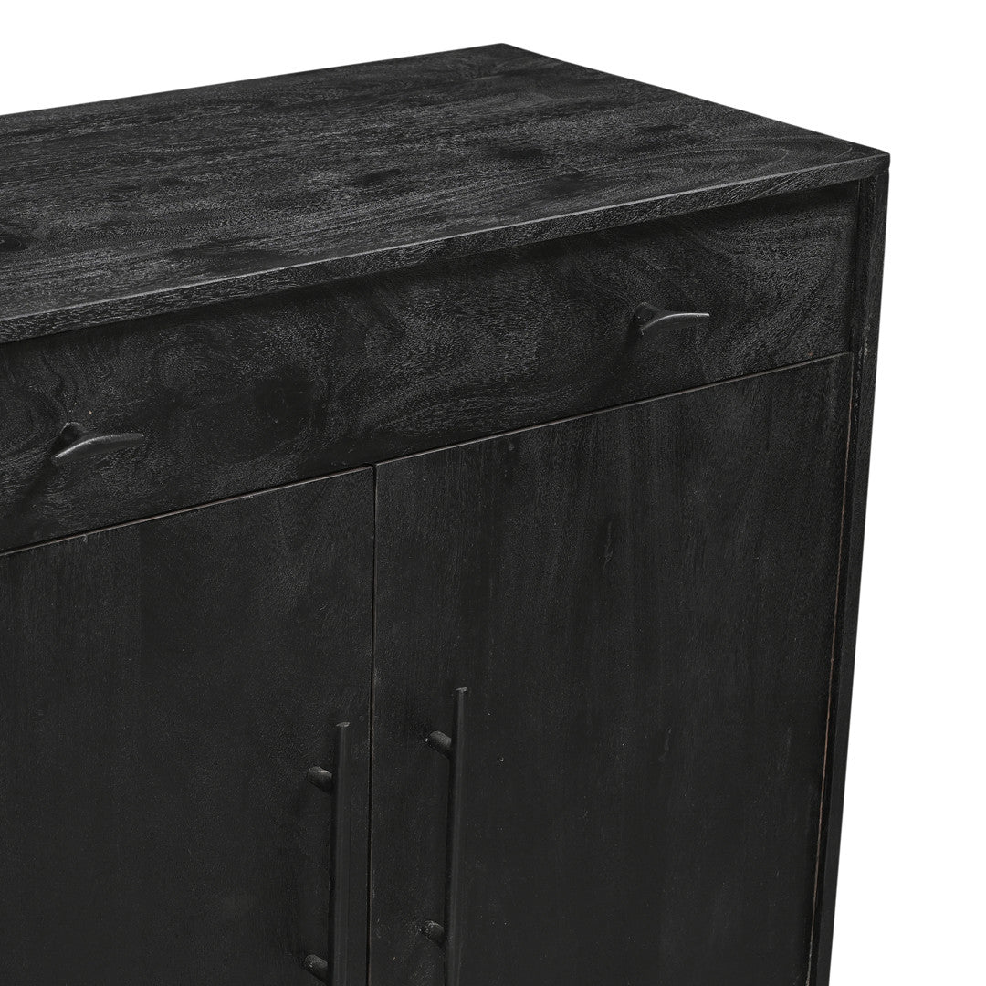 Grackle Solid Wood 4 Door Sideboard Buffet Cabinet Black-Sideboard-Parc Decor