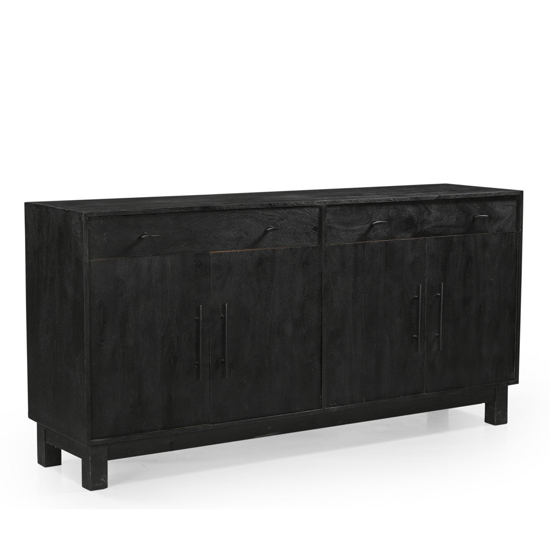 Grackle Solid Wood 4 Door Sideboard Buffet Cabinet Black-Sideboard-Parc Decor