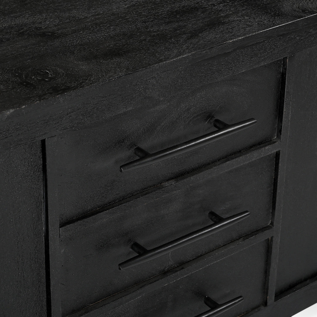 Grackle Solid Wood Media Console - Black-TV Stand-Parc Decor