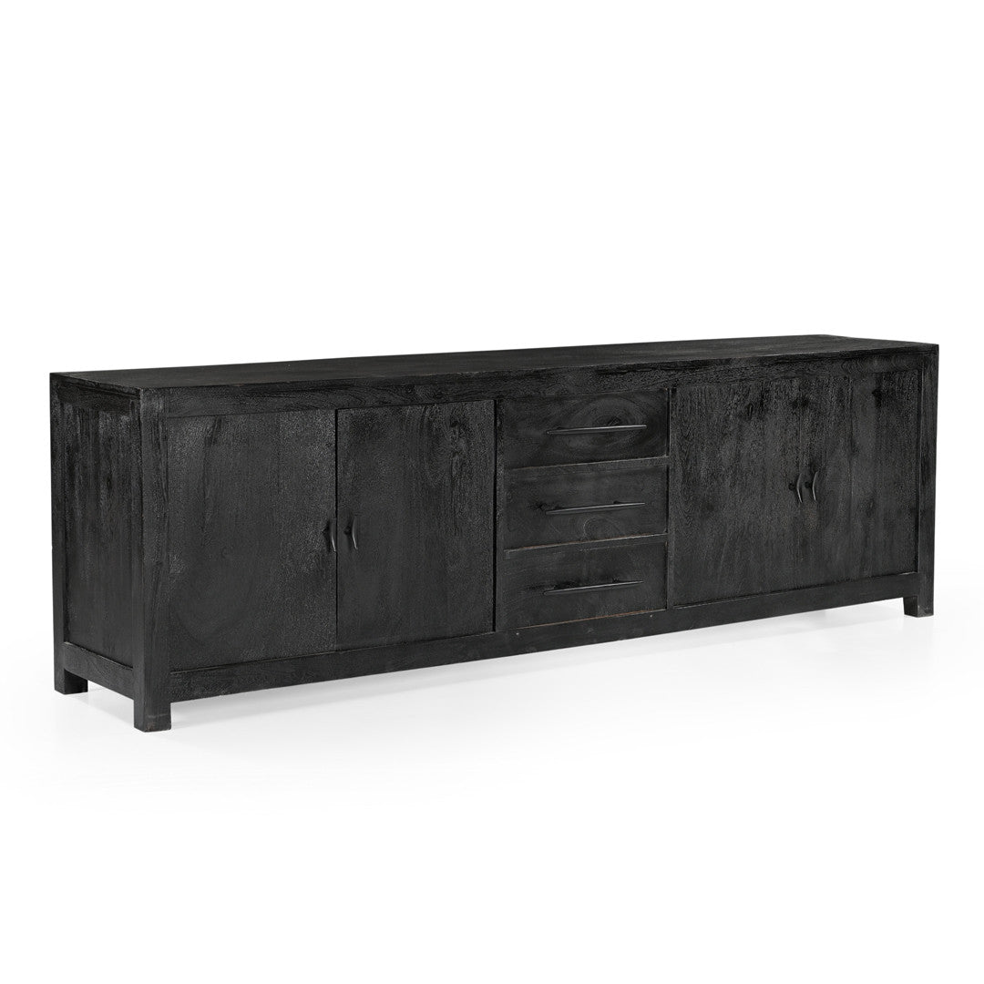 Grackle Solid Wood Media Console - Black-TV Stand-Parc Decor
